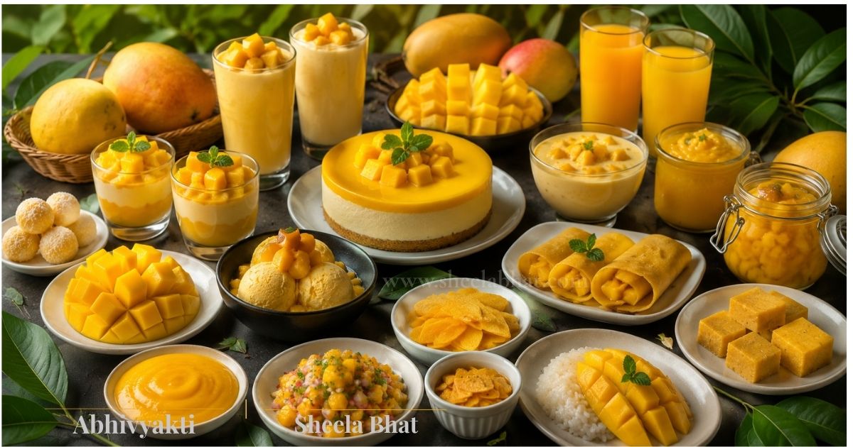 ಮಾವಿನ ಹಣ್ಣಿನಿಂದ ತಯಾರಿಸಿದ ವಿವಿಧ ಪಕ್ವಾನ್ನಗಳು, ಜ್ಯೂಸ್, ಐಸ್‌ಕ್ರೀಂ ಮತ್ತು ಸಿಹಿತಿಂಡಿಗಳ ಸಂಗ್ರಹ