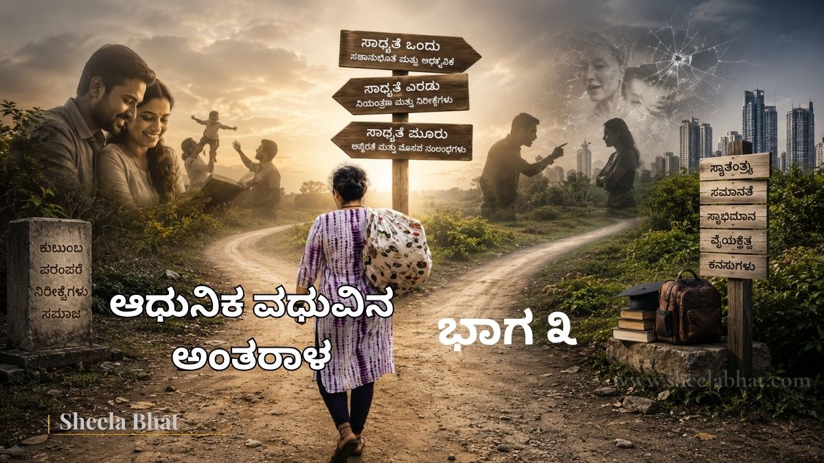 ಜೀವನದ ಎರಡು ದಾರಿಗಳ ನಡುವೆ ಭಾವನಾತ್ಮಕ ಹೊರೆ ಹೊತ್ತು ನಡೆಯುತ್ತಿರುವ ಮಹಿಳೆ – ಮದುವೆ ಮತ್ತು ಸಂಬಂಧಗಳ ಆಯ್ಕೆಯ ಸಾಂಕೇತಿಕ ಚಿತ್ರ